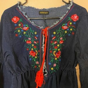 Embroidered Jean Dress!